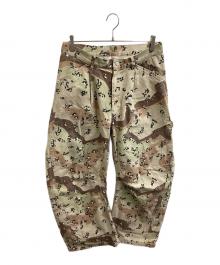 CONZ（コンズ）の古着「CAMO DUCK DOUBLE KNEE CURVED LEG PANTS / カモダックダブルニーカーブドレグパンツ」｜ベージュ