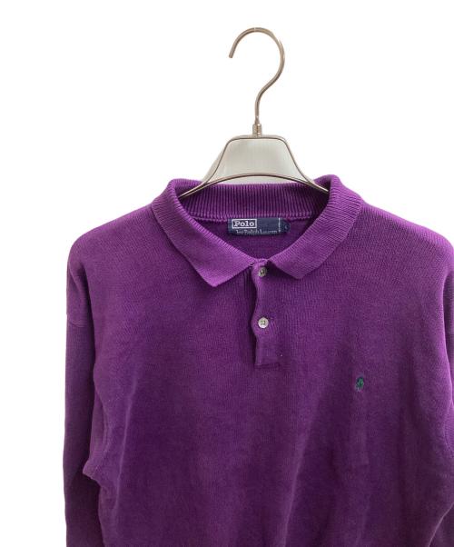 POLO RALPH LAUREN（ポロ・ラルフローレン）POLO RALPH LAUREN (ポロ・ラルフローレン) ニットポロシャツ パープル サイズ:Lの古着・服飾アイテム