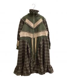 HEIHEI（ヘイヘイ）の古着「トラックナイロンフリルドレス」｜ブラウン