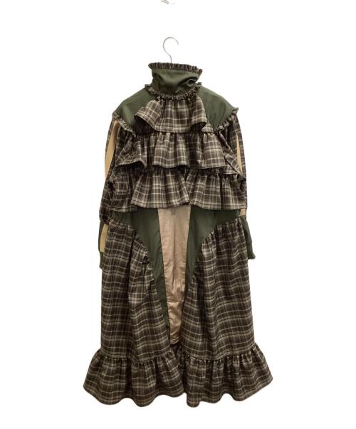 HEIHEI（ヘイヘイ）HEIHEI (ヘイヘイ) トラックナイロンフリルドレス ブラウン サイズ:表記なしの古着・服飾アイテム