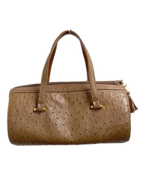 -（-）- (-) オーストリッチハンドバッグ ブラウンの古着・服飾アイテム