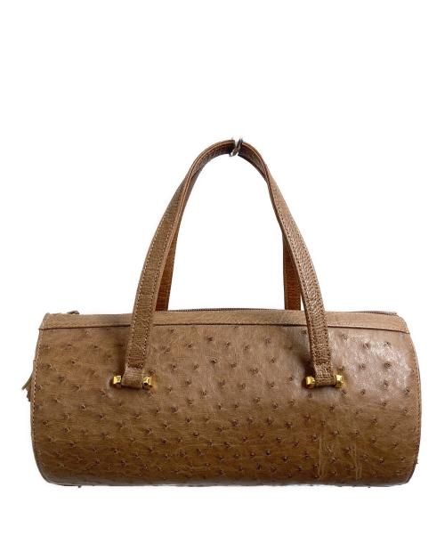 -（-）- (-) オーストリッチハンドバッグ ブラウンの古着・服飾アイテム