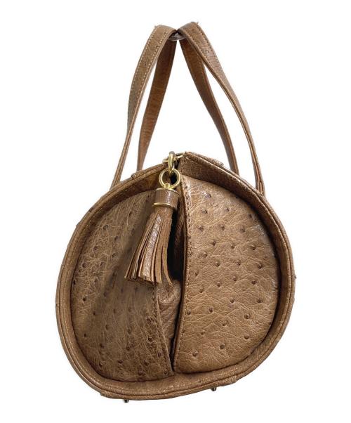 -（-）- (-) オーストリッチハンドバッグ ブラウンの古着・服飾アイテム