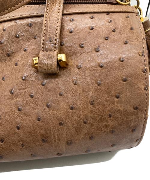 -（-）- (-) オーストリッチハンドバッグ ブラウンの古着・服飾アイテム