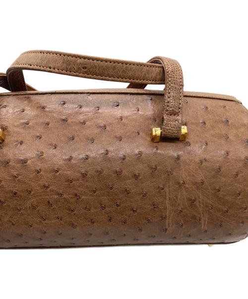 -（-）- (-) オーストリッチハンドバッグ ブラウンの古着・服飾アイテム