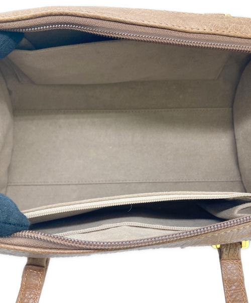 -（-）- (-) オーストリッチハンドバッグ ブラウンの古着・服飾アイテム