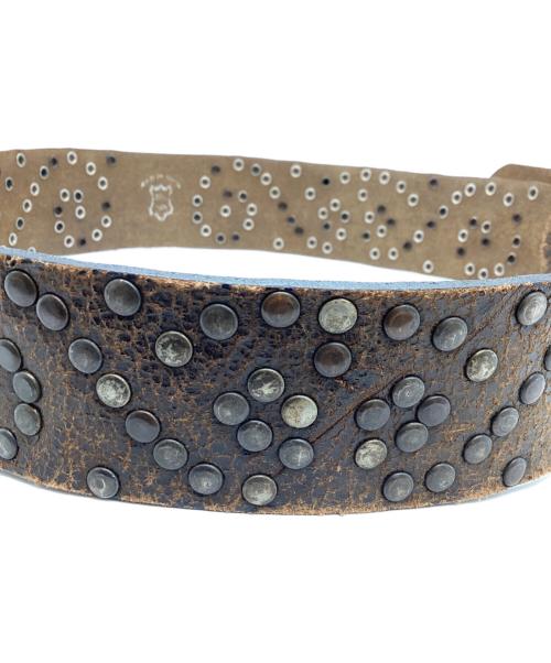 古着（フルギ）古着 (フルギ) スタッズレザーベルト ブラウンの古着・服飾アイテム