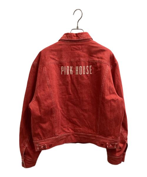 PINK HOUSE（ピンクハウス）PINK HOUSE (ピンクハウス) バックロゴデニムジャケット レッド サイズ:表記なしの古着・服飾アイテム