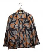 BACKERSバッカーズ）の古着「トライバルカモ柄シャツジャケット / GARMENTS」｜グレー×オレンジ