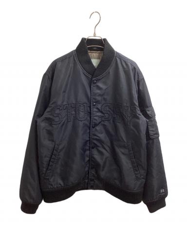 STUSSY 17FW ヘビーサテン　ボンバージャケット　MA-1 中古・古着通販】stussy (ステューシー) ボンバージャケット ブラック