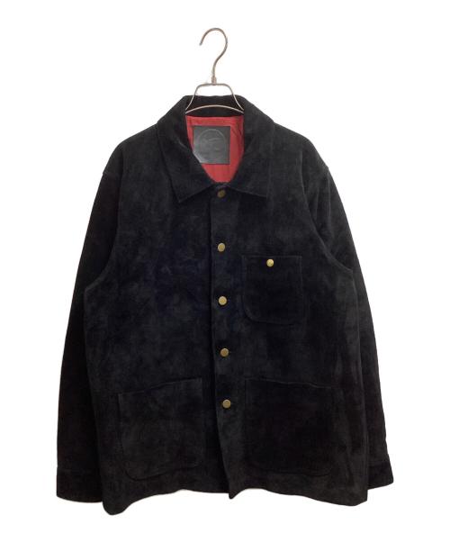 TRASH BREEDS TRASH（トラッシュブリーズトラッシュ）TRASH BREEDS TRASH (トラッシュブリーズトラッシュ) CRAFSORT (クラフソート) SUEDE COVERALL / スエードカバーオール ブラック サイズ:Lの古着・服飾アイテム