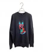 maison kitsuneメゾンキツネ）の古着「EMBROIDERED CREW SWEAT / EU00351KM0015」｜ブラック