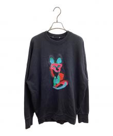 maison kitsune（メゾンキツネ）の古着「EMBROIDERED CREW SWEAT / EU00351KM0015」｜ブラック