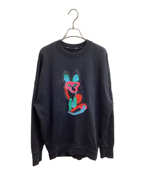 maison kitsune（メゾンキツネ）MAISON KITSUNE (メゾンキツネ) EMBROIDERED CREW SWEAT / EU00351KM0015 ブラック サイズ:-の古着・服飾アイテム