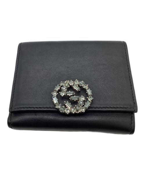 GUCCI（グッチ）GUCCI (グッチ) ミニフレンチフラップウォレット / 369683 ブラックの古着・服飾アイテム