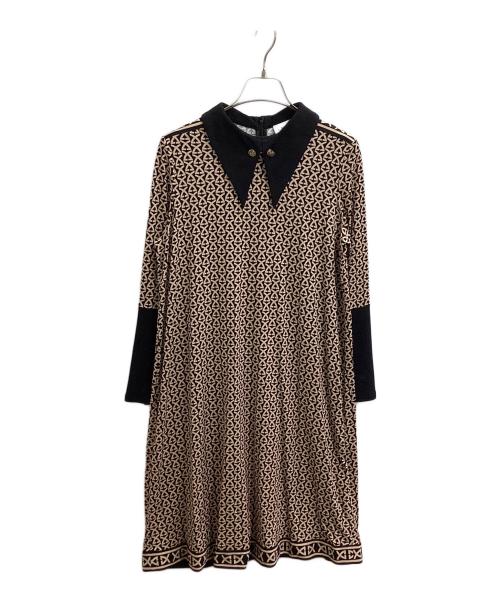 LEONARD PARIS（レオナール パリ）LEONARD PARIS (レオナール パリ) インポートロゴワンピース / 0480913 ブラック×ブラウン サイズ:36の古着・服飾アイテム