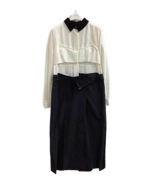 sacai（サカイ）sacai　 (サカイ) ドッキングワンピース / 22-06171 ホワイト×ブラック サイズ:1の古着・服飾アイテム