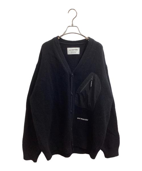 and wander（アンドワンダー）and wander (アンドワンダー) Shetland wool cardigan / シェットランドウールカーディガン / 574-2284361 ブラック サイズ:XLの古着・服飾アイテム