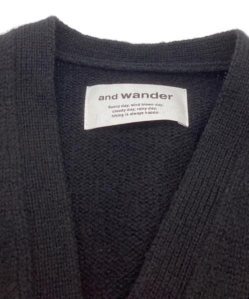 and wander（アンドワンダー）and wander (アンドワンダー) Shetland wool cardigan / シェットランドウールカーディガン / 574-2284361 ブラック サイズ:XLの古着・服飾アイテム