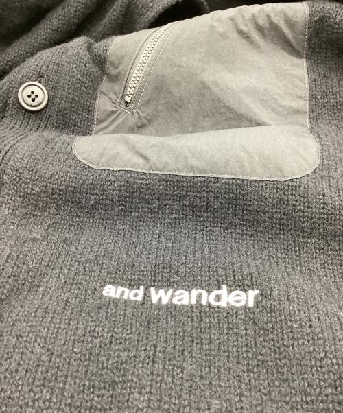 and wander（アンドワンダー）and wander (アンドワンダー) Shetland wool cardigan / シェットランドウールカーディガン / 574-2284361 ブラック サイズ:XLの古着・服飾アイテム