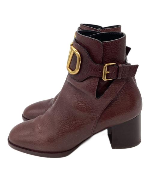 VALENTINO（ヴァレンティノ）VALENTINO (ヴァレンティノ) メタルロゴショートブーツ レッド サイズ:35　1/2の古着・服飾アイテム