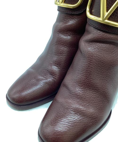 VALENTINO（ヴァレンティノ）VALENTINO (ヴァレンティノ) メタルロゴショートブーツ レッド サイズ:35　1/2の古着・服飾アイテム