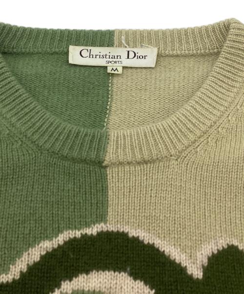 Christian Dior Sports（クリスチャン ディオールスポーツ）Christian Dior Sports (クリスチャン ディオールスポーツ) バイカラーロゴニット グリーン サイズ:Mの古着・服飾アイテム
