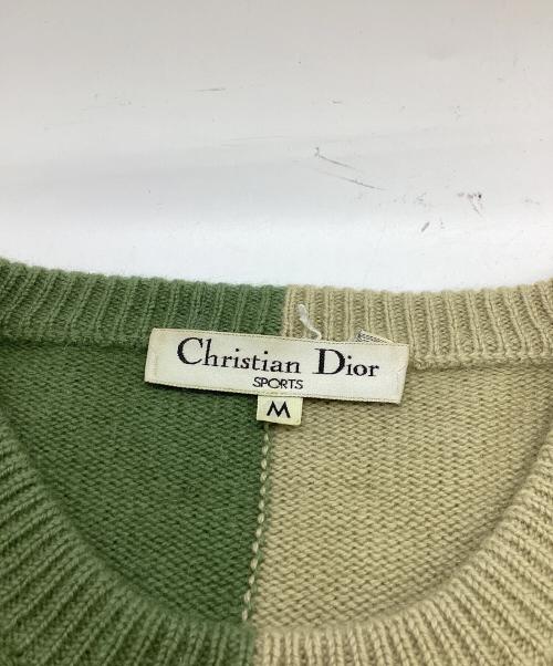 Christian Dior Sports（クリスチャン ディオールスポーツ）Christian Dior Sports (クリスチャン ディオールスポーツ) バイカラーロゴニット グリーン サイズ:Mの古着・服飾アイテム