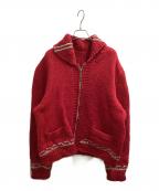USEDユーズド）の古着「カウチンニット / LIGHTNING ZIP」｜レッド