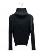 PLEATS PLEASEプリーツプリーズ）の古着「プリーツハイネックカットソー　/　PP63-JK205」｜グリーン