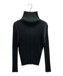 PLEATS PLEASE（プリーツプリーズ）の古着「プリーツハイネックカットソー　/　PP63-JK205」｜グリーン