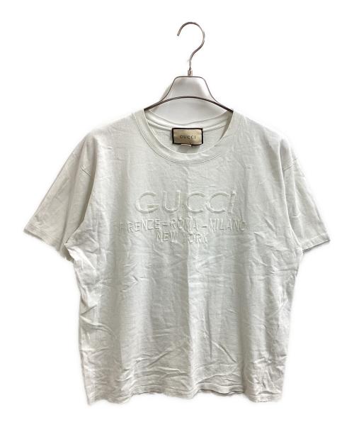 GUCCI（グッチ）GUCCI (グッチ) ロゴエンブロイダリーTシャツ / Logo Embroidery T-Shirt / 616036 XJFZA / 23AW ホワイト サイズ:Mの古着・服飾アイテム