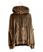 PERKS AND MINIパークスアンドミニ）の古着「verg 2.0 velour drawstring hoodie」｜ゴールド