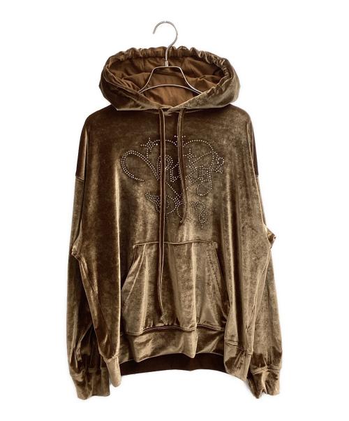 PERKS AND MINI（パークスアンドミニ）perks and mini (パークスアンドミニ) verg 2.0 velour drawstring hoodie ゴールド サイズ:ＸＳの古着・服飾アイテム