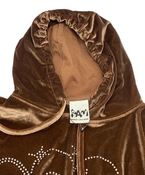 PERKS AND MINI（パークスアンドミニ）perks and mini (パークスアンドミニ) verg 2.0 velour drawstring hoodie ゴールド サイズ:ＸＳの古着・服飾アイテム