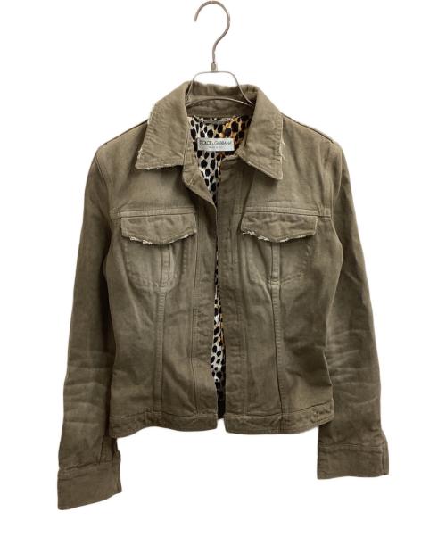 DOLCE & GABBANA（ドルチェ＆ガッバーナ）DOLCE & GABBANA (ドルチェ＆ガッバーナ) デニムジャケット　/　JK3H 9401　/ 　裏地レオパード柄 ベージュ サイズ:38の古着・服飾アイテム