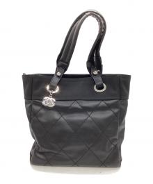 CHANEL（シャネル）の古着「コーティングトートバッグ / パリビアリッツPM / 16174248」｜ブラック