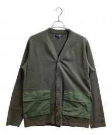 COMME des GARCONS HOMME（コムデギャルソン オム）の古着「ナイロンポケットVネックカーディガン　HI-T014　AD2021」｜オリーブ