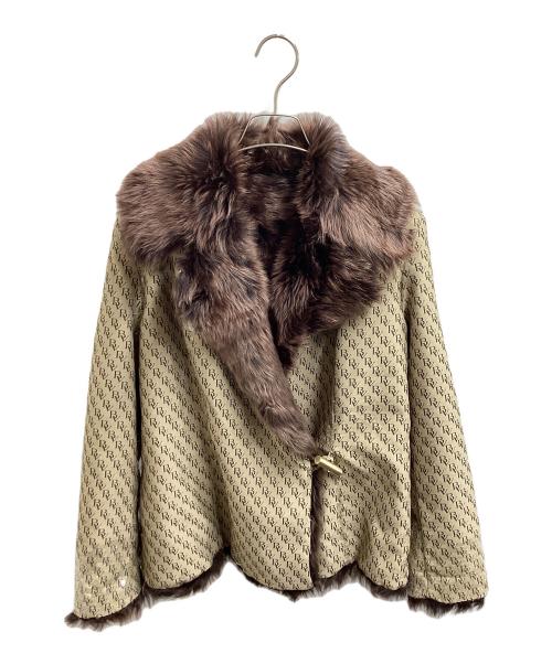 BOTTEGA VENETA（ボッテガベネタ）BOTTEGA VENETA (ボッテガベネタ) BV柄 スパンコールファージャケット ベージュ サイズ:42の古着・服飾アイテム