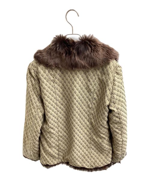 BOTTEGA VENETA（ボッテガベネタ）BOTTEGA VENETA (ボッテガベネタ) BV柄 スパンコールファージャケット ベージュ サイズ:42の古着・服飾アイテム