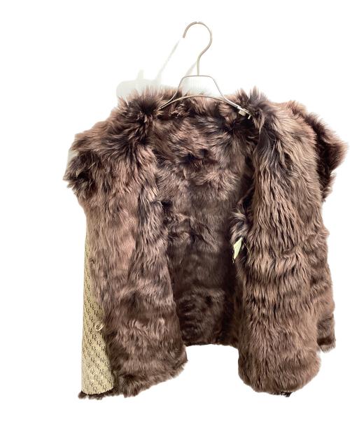 BOTTEGA VENETA（ボッテガベネタ）BOTTEGA VENETA (ボッテガベネタ) BV柄 スパンコールファージャケット ベージュ サイズ:42の古着・服飾アイテム