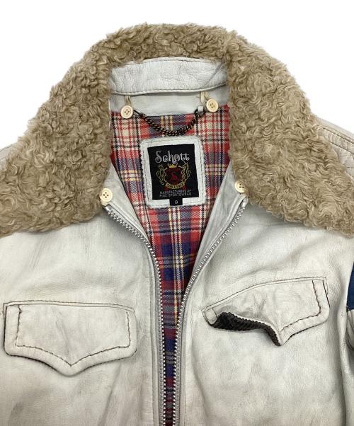 Schott（ショット）Schott (ショット) CLASSIC RACER LEATHER JACKET ホワイト サイズ:Sの古着・服飾アイテム