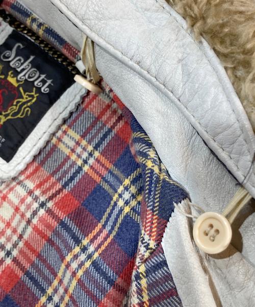 Schott（ショット）Schott (ショット) CLASSIC RACER LEATHER JACKET ホワイト サイズ:Sの古着・服飾アイテム