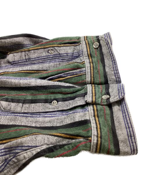 Eddie Bauer（エディーバウアー）Eddie Bauer (エディーバウアー) ストライプシャツ / 黒タグ後期 / 80s~ オリーブ サイズ:表記無しの古着・服飾アイテム