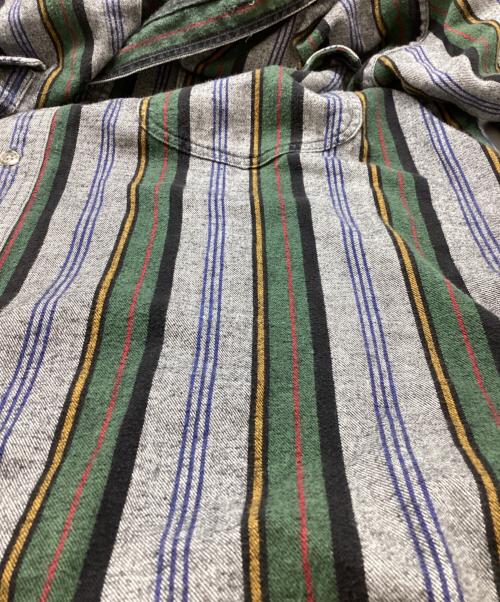 Eddie Bauer（エディーバウアー）Eddie Bauer (エディーバウアー) ストライプシャツ / 黒タグ後期 / 80s~ オリーブ サイズ:表記無しの古着・服飾アイテム