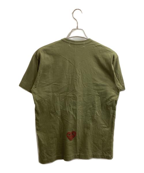 PLAY COMME des GARCONS（プレイコムデギャルソン）PLAY COMME des GARCONS (プレイコムデギャルソン) ハートワッペンプリントTシャツ AE-T102  AD2020  グリーン サイズ:XLの古着・服飾アイテム