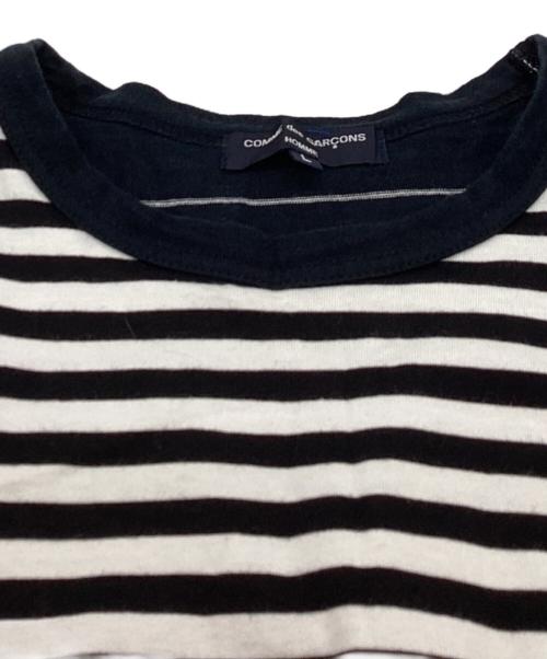 COMME des GARCONS HOMME（コムデギャルソン オム）COMME des GARCONS HOMME (コムデギャルソン オム) 生地切替ストライプTシャツ / HC-T008 / AD2018 ホワイト×ブラック サイズ:Lの古着・服飾アイテム