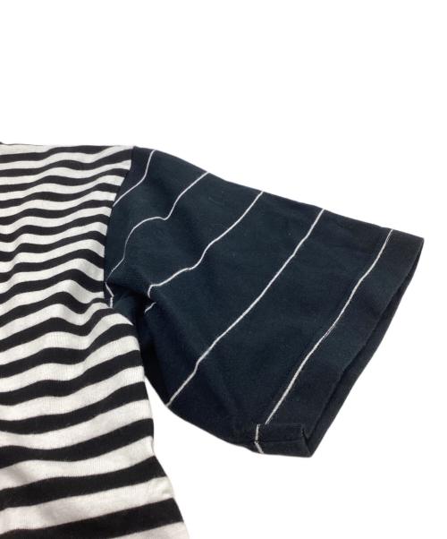 COMME des GARCONS HOMME（コムデギャルソン オム）COMME des GARCONS HOMME (コムデギャルソン オム) 生地切替ストライプTシャツ / HC-T008 / AD2018 ホワイト×ブラック サイズ:Lの古着・服飾アイテム