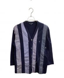 COMME des GARCONS HOMME（コムデギャルソン オム）の古着「パッチワークカーディガン / HI-T044 / AD2011 / ペンキ」｜ネイビー
