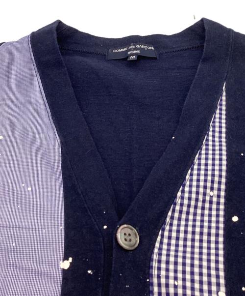 COMME des GARCONS HOMME（コムデギャルソン オム）COMME des GARCONS HOMME (コムデギャルソン オム) パッチワークカーディガン / HI-T044 / AD2011 / ペンキ ネイビー サイズ:Mの古着・服飾アイテム